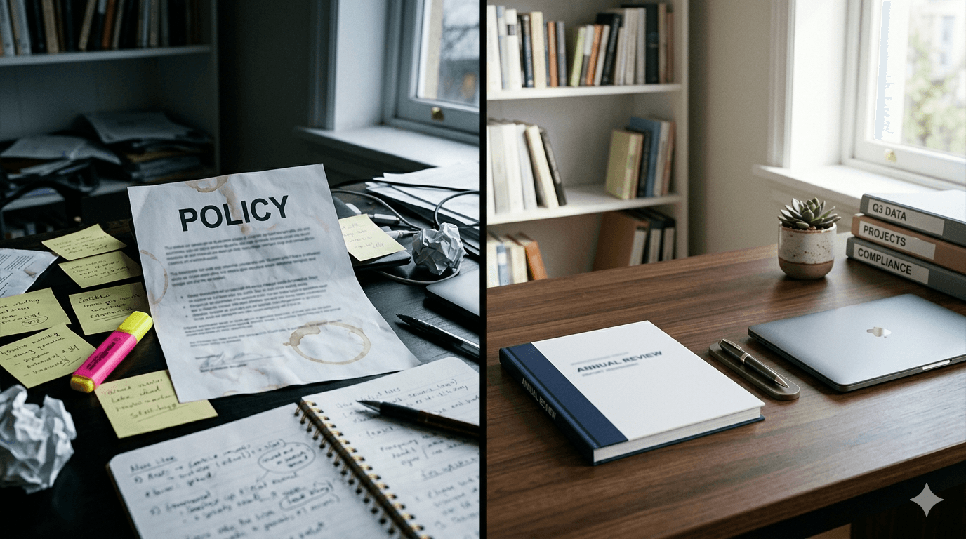 Before and after Axulu — from chaotic policy documents to a clean evidence report